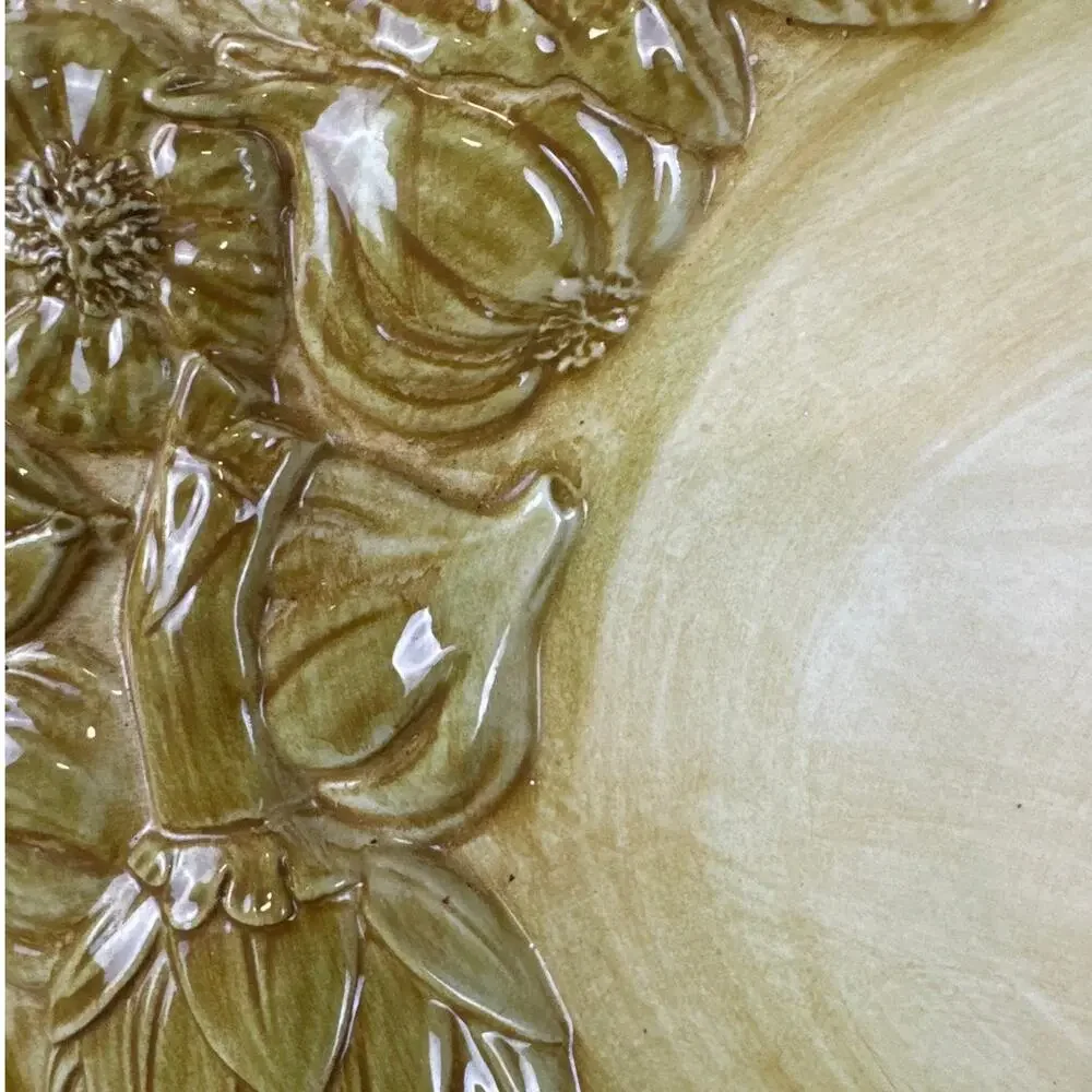 Italian Artichoke Relief Serving Platter Made in Italy Oval Harvest Majolica 80s